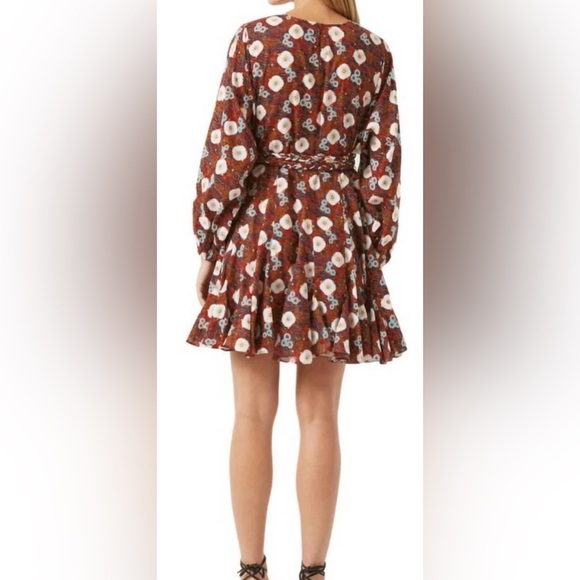 RHODE Ella Mini Dress Scarlet Aura Blossom White and Brown Size Small - Picture 2 of 7
